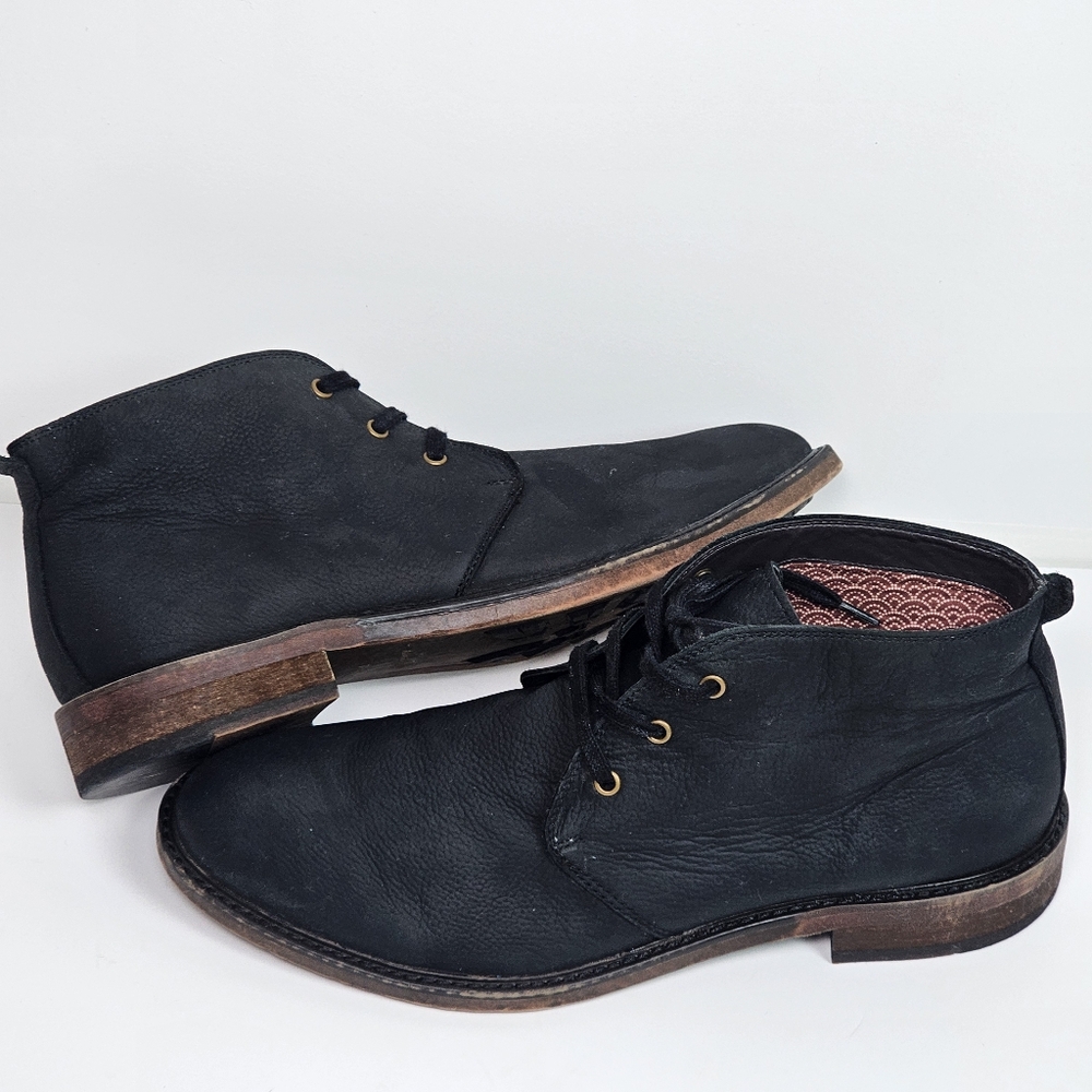Aston Grey Khanov Black Leather Chukka Lace-up Boots, EUC, Size 11.5
